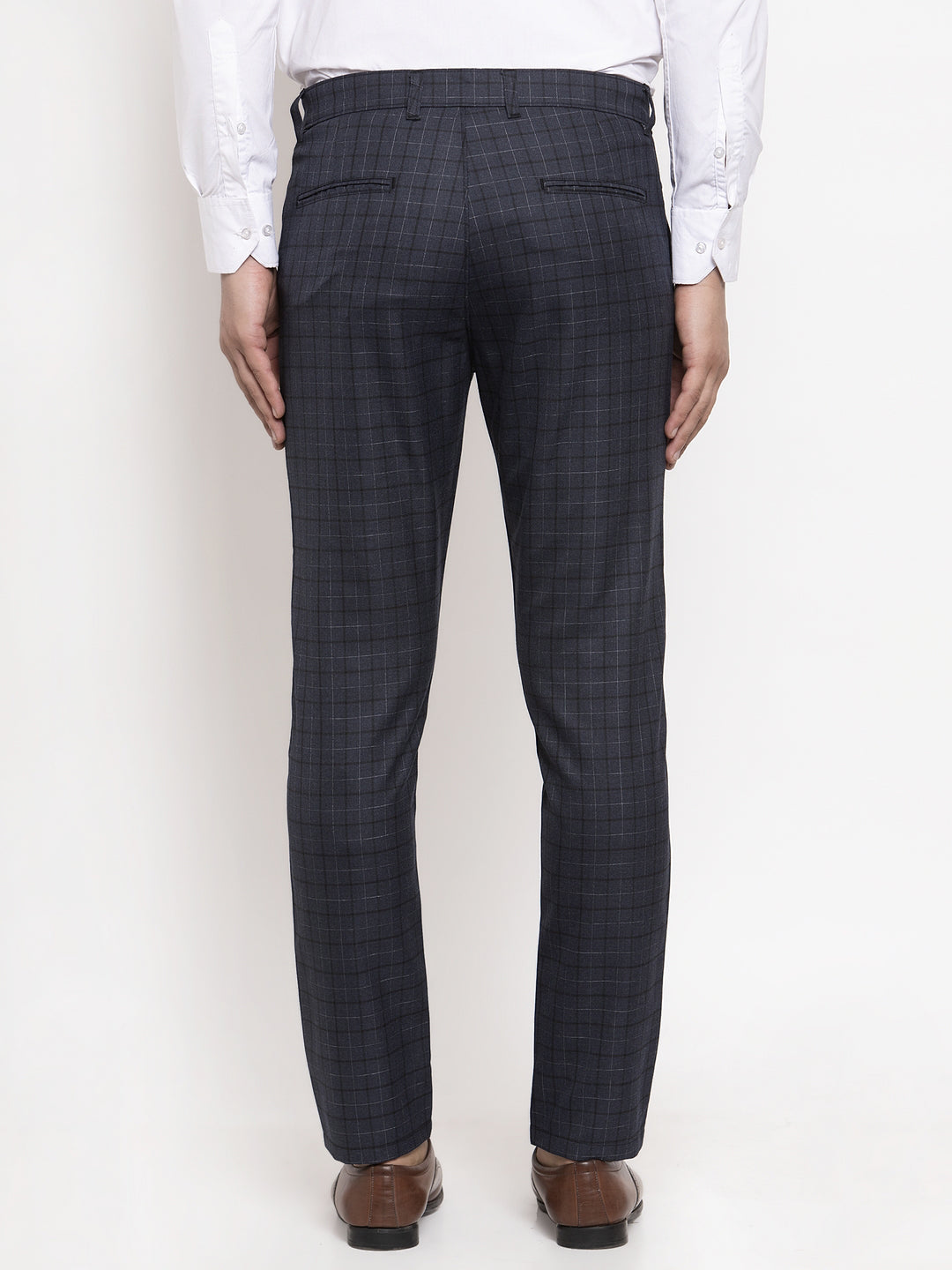 Jainish Men's Black Cotton Checked Formal Trousers ( GP 259Black ) | Grocsy
