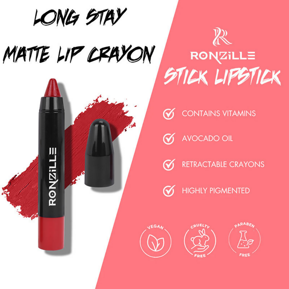 Ronzille Long Stay Matte Lip Crayon - Cherry Wood | Grocsy