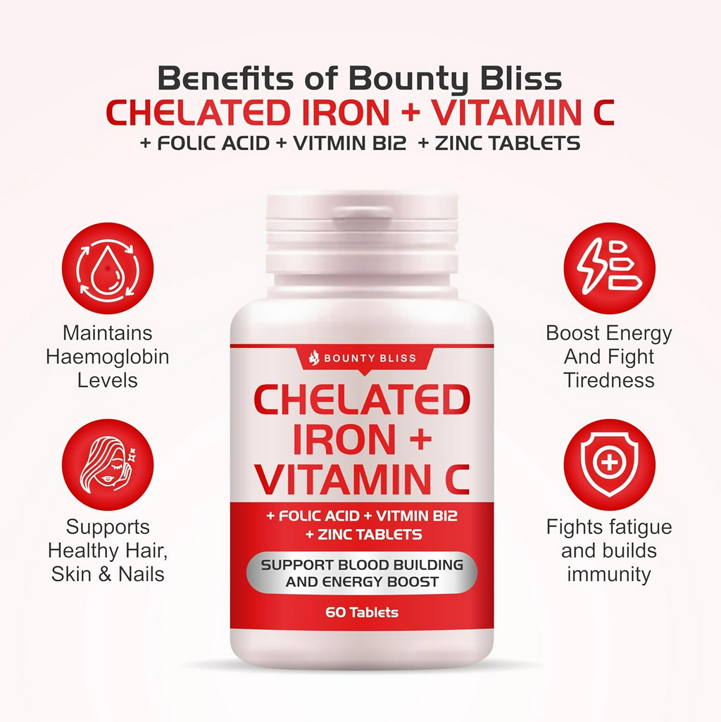 Bounty Bliss Iron Folic Acid Supplement - Vital Support for Energy and Wellness | Grocsy