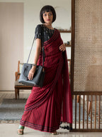 Suta Maroon Woven Design Pure Cotton Saree | Grocsy