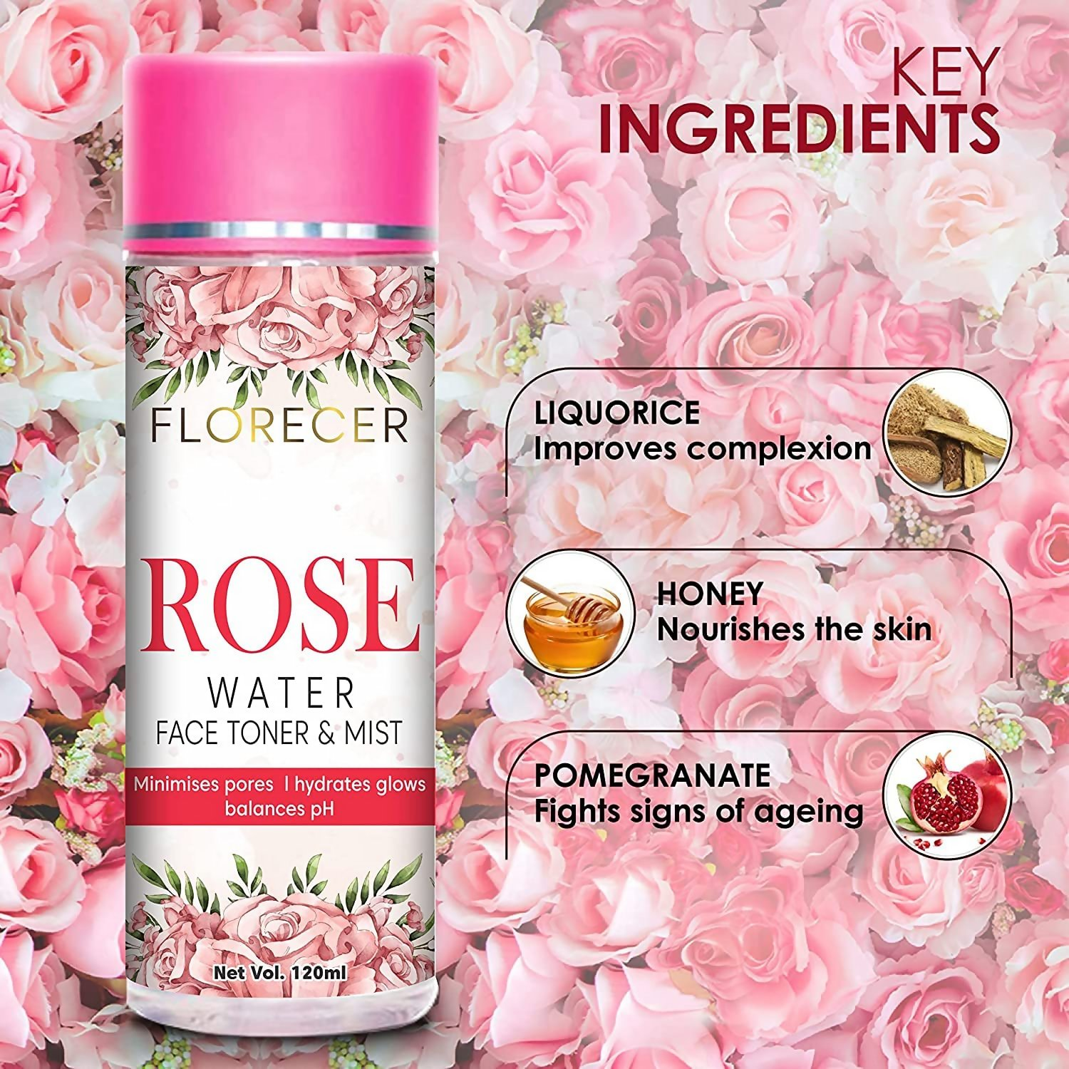 Florecer Rose Water Face Toner & Mist | Grocsy