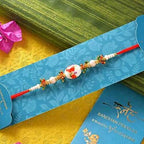 White Pearl Beads Rakhi & Laddu Hamper Combo | Grocsy
