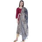 A R Silk Dark Gray Color Silk Pahadi Print Dupattas and Chunnis | Grocsy