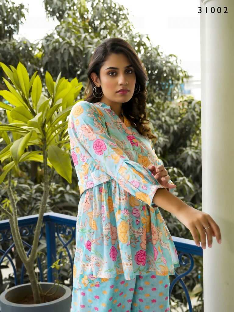 Casual Fashionable Multi Muslin Cotton co-ord set - Manya | Grocsy