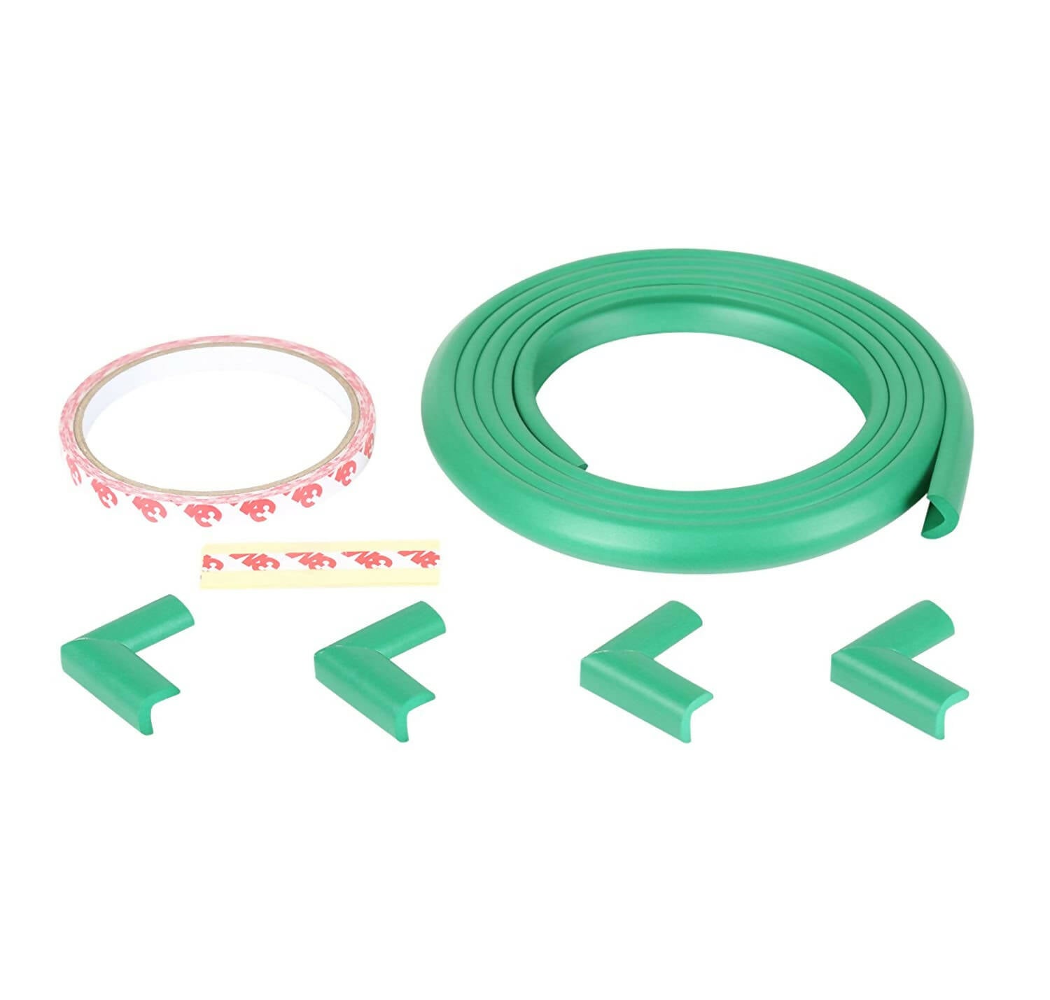 Safe-O-Kid Unique High Density L-Shaped 2 Mtr Long Mini 2 Edge Guards With 8 Corner Cushions - Green | Grocsy