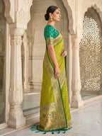 Shree Shyam Fashion Green Banarasi Silk Blend Saree | Grocsy