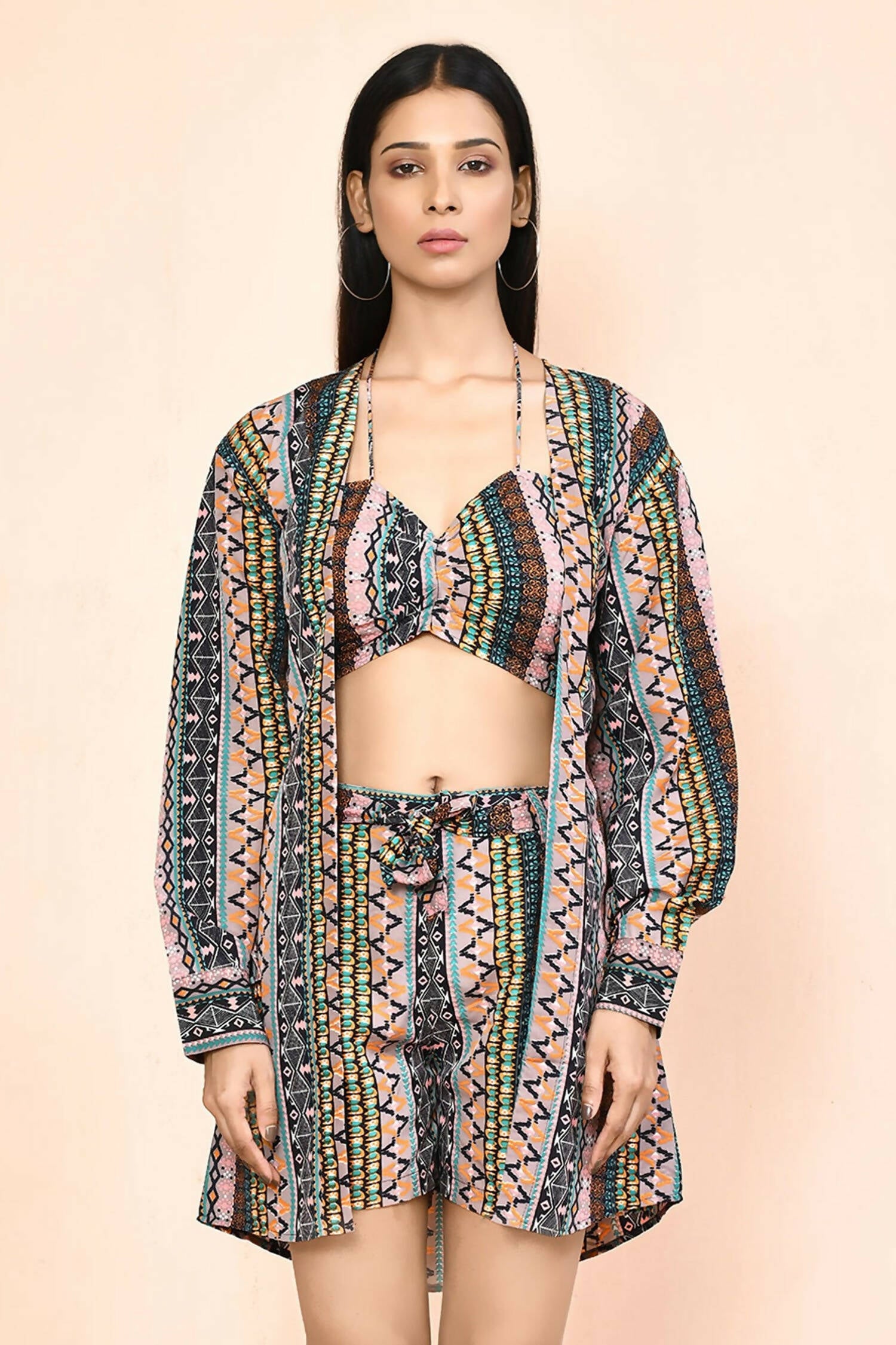 Multi Platinum Creap Printed Co-Sets - Femella | Grocsy