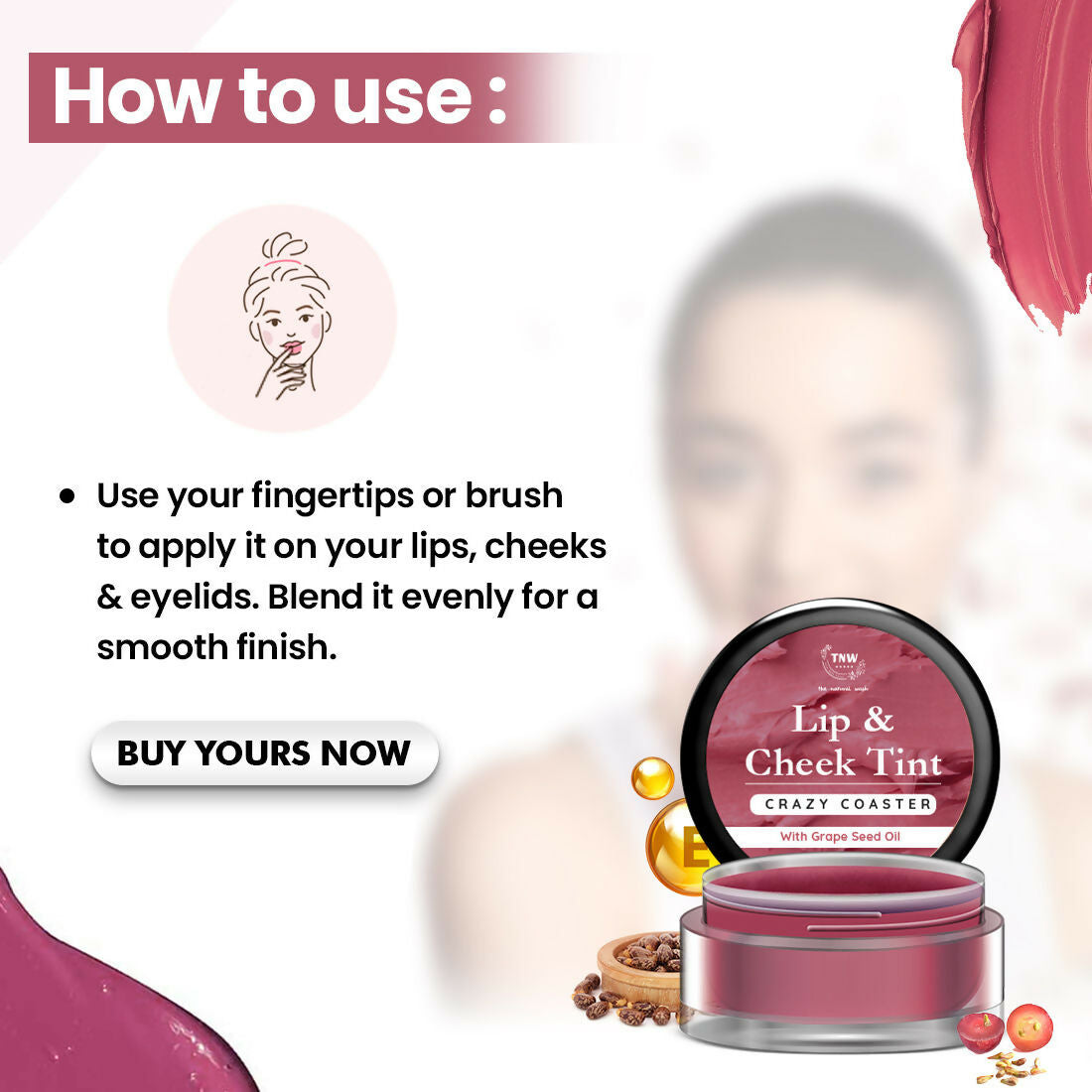 The Natural Wash Crazy Coaster Lip & Cheek Tint with Grape Seed Oil | Grocsy