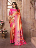 Aastha Fashion Gold Banarasi Tissue Silk Weaving Saree | Grocsy
