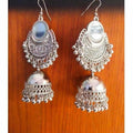 MS Fashion India Latest Designer Oxidized Silver Jhumka Half Moon Earrings | Grocsy