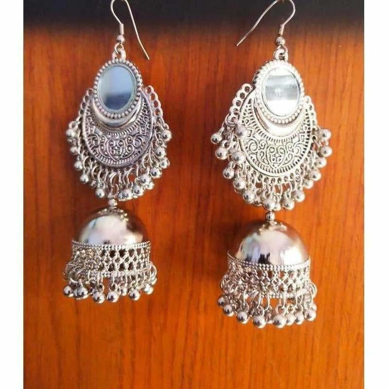 MS Fashion India Latest Designer Oxidized Silver Jhumka Half Moon Earrings | Grocsy