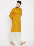 Even Apparels Yellow Rayon Wedding Men's Kurta For Haldi | Grocsy