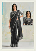 Satin Silk Crepe Saree With Stitched Blouse - Mohmanthan Royal | Grocsy