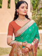 Anaita Olive Silk Saree With Blouse Piece | Grocsy