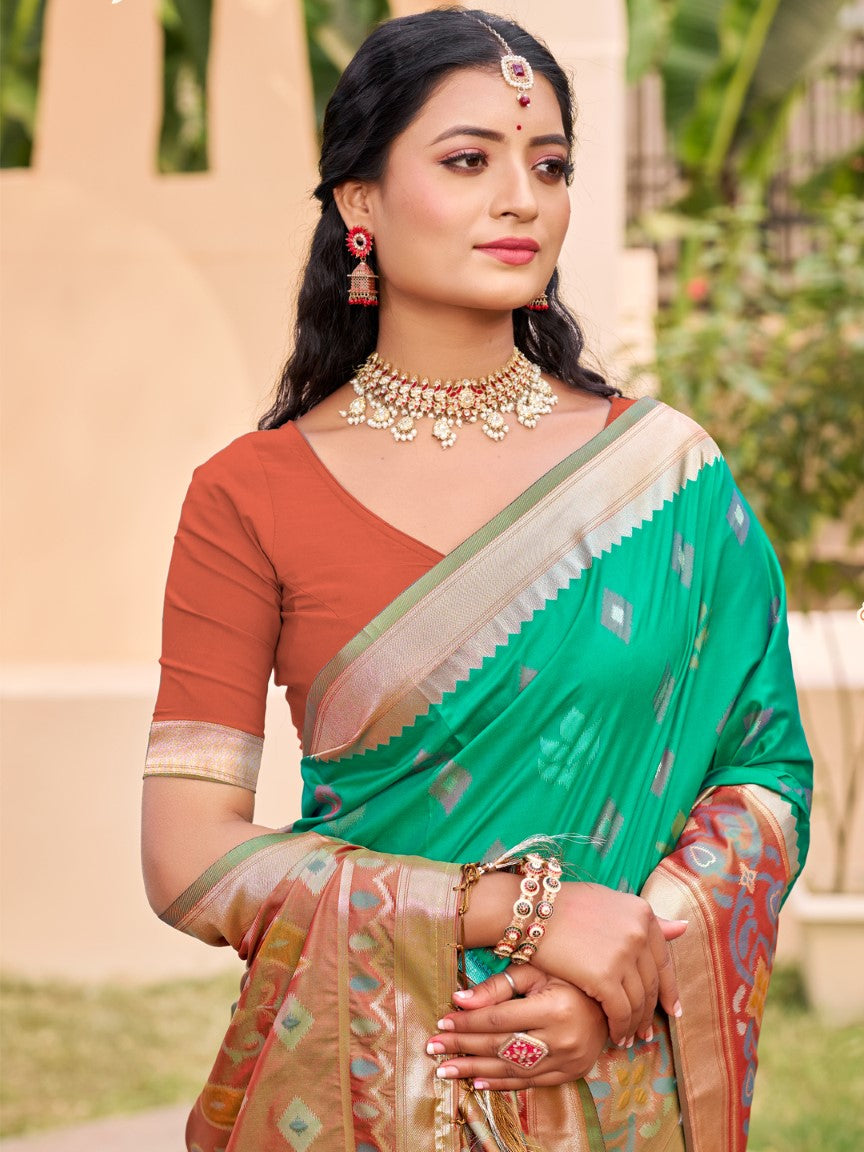 Anaita Olive Silk Saree With Blouse Piece | Grocsy