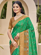 Anaita Green Silk Saree With Blouse Piece | Grocsy