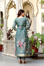 The52 Women Gorgeous Chanderi Cotton Fabric Straight Kurta, Pant and Dupatta Set | Grocsy