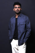 Jonesburg Dark Grey Double Pocket Regular Fit Shirt | Grocsy