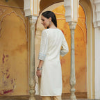 Juniper Women's Off-White Rayon Printed Straight Kurta | Grocsy