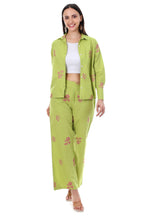 Jaitra Apparels Green Embroidered Premium Pure Cotton Co-Ord Set For Women | Grocsy