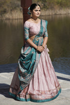 Vedant Vastram Fully Printed Pure Manipuri Silk Lehenga Choli With Blouse & Dupatta - Pink | Grocsy