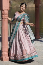 Vedant Vastram Fully Printed Pure Manipuri Silk Lehenga Choli With Blouse & Dupatta - Pink | Grocsy