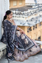 Vedant Vastram Fully Printed Pure Manipuri Silk Lehenga Choli With Blouse & Dupatta - Brown | Grocsy