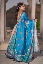 Vedant Vastram Fully Printed Pure Manipuri Silk Lehenga Choli With Blouse & Dupatta - Beige | Grocsy