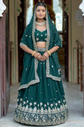 Vedant Vastram Embroidered Heavy Georgette Lehenga Choli With Blouse & Dupatta - Green | Grocsy