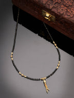 NVR Women Ethnic Gold-Polished Beaded Mangalsutra | Grocsy