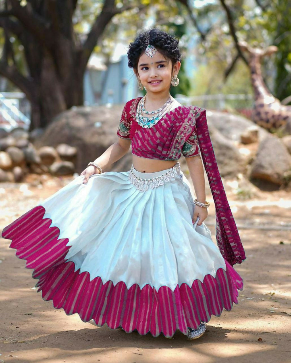 Jyoti Fashion Classy Wine Heavy Chenille Sequins Embroidered Kids Lehenga Choli Set | Grocsy