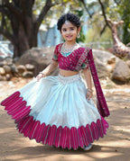 Jyoti Fashion Classy Wine Heavy Chenille Sequins Embroidered Kids Lehenga Choli Set | Grocsy