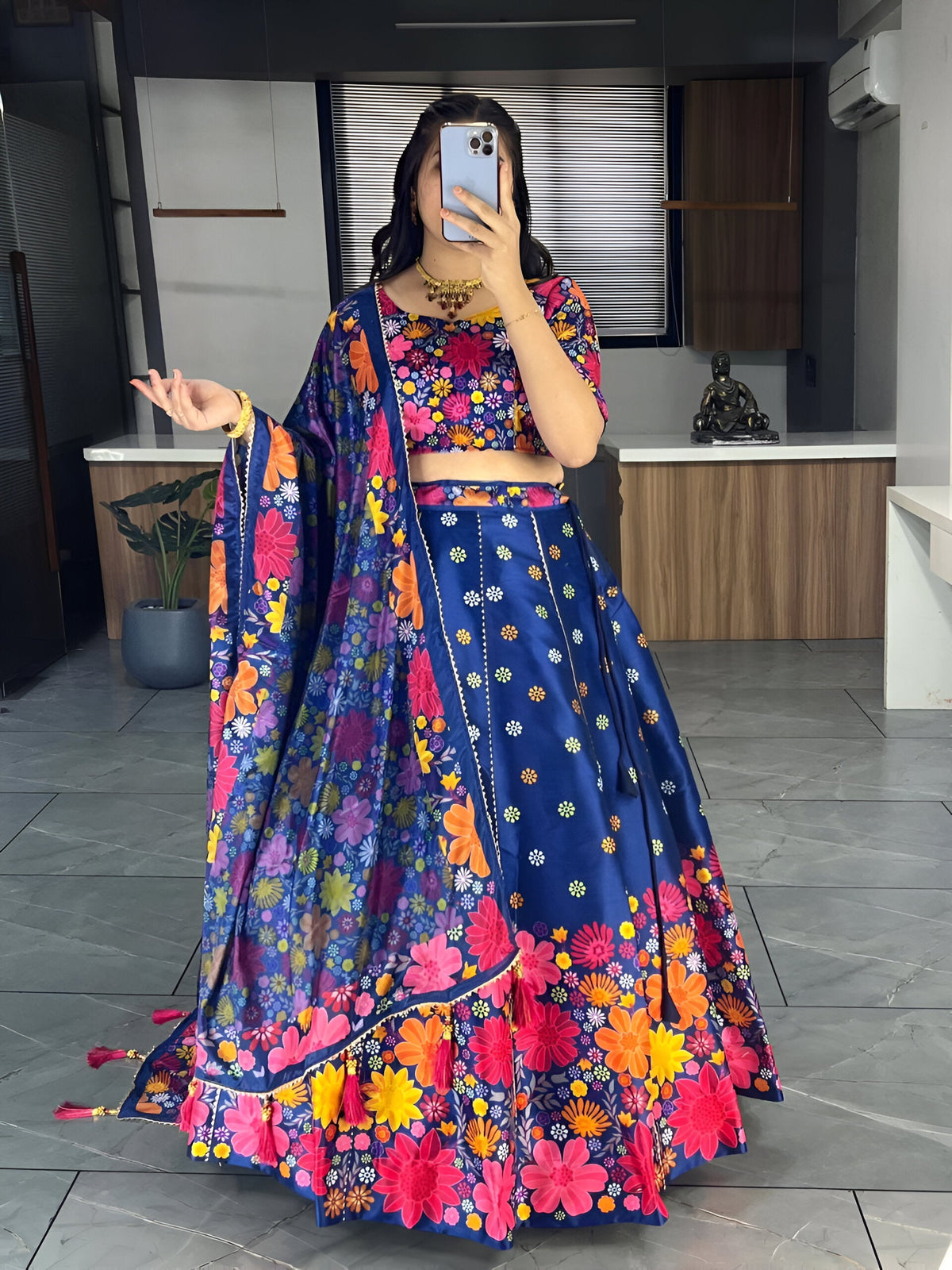 Lehenga Mart Exclusive Printed lehenga Choli for Wedding Wear - Royal Blue | Grocsy