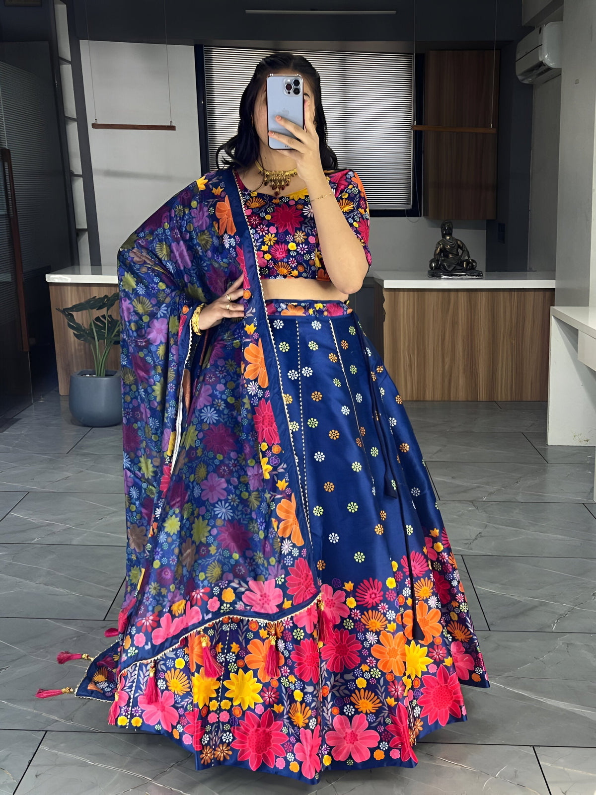 Lehenga Mart Exclusive Printed lehenga Choli for Wedding Wear - Royal Blue | Grocsy