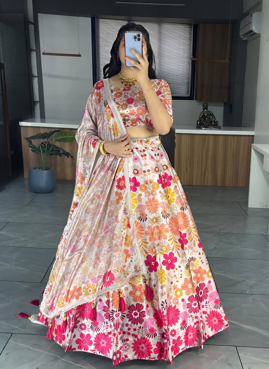 Lehenga Mart Exclusive Printed lehenga Choli for Wedding Wear - White | Grocsy
