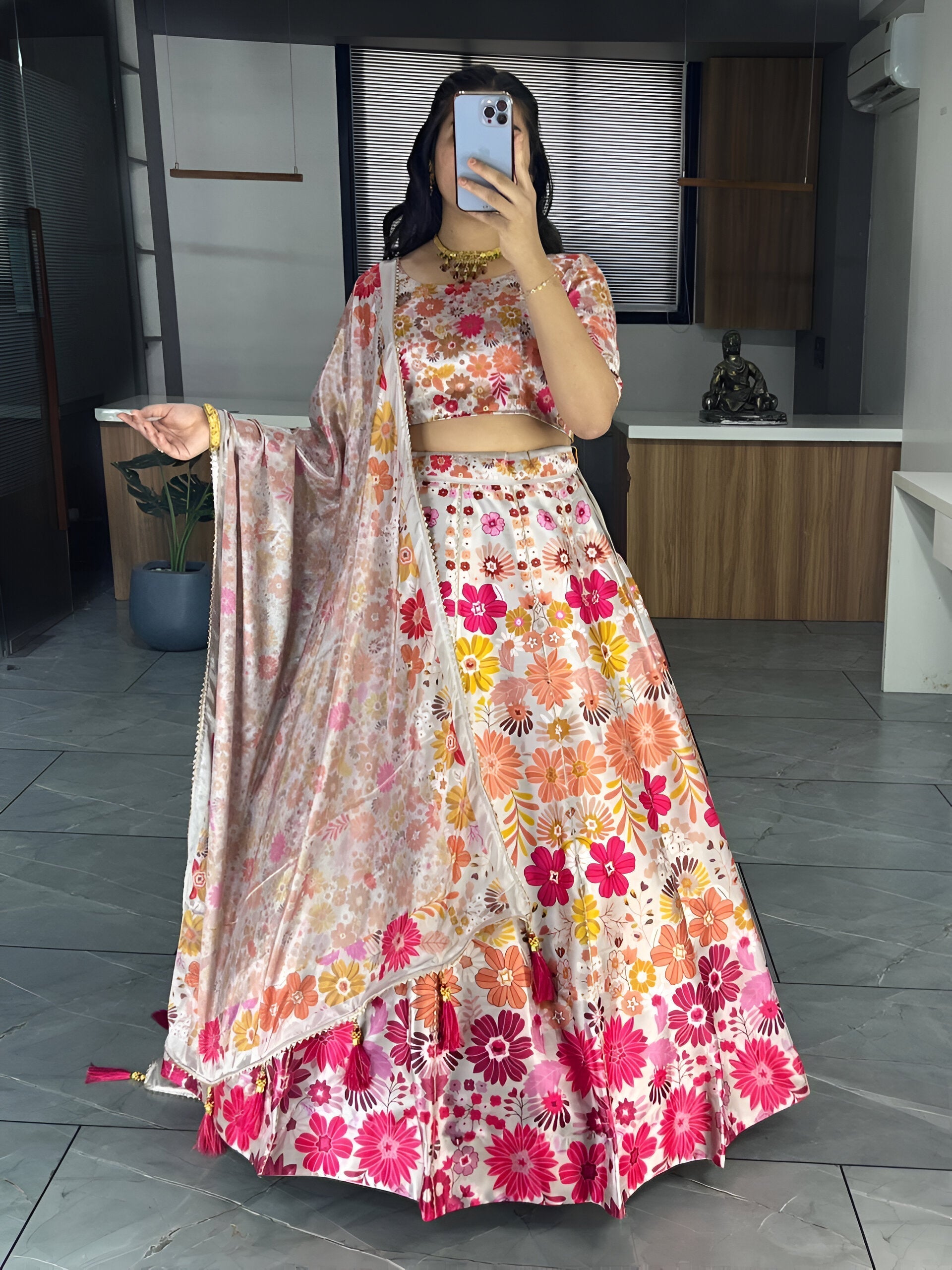 Lehenga Mart Exclusive Printed lehenga Choli for Wedding Wear - White | Grocsy