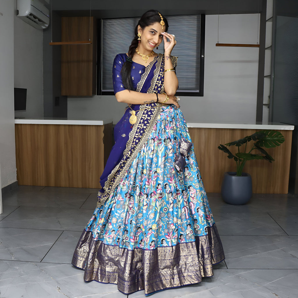 Lehenga Mart Designer Bollywood Style Wedding Lehenga Choli - Firozi | Grocsy
