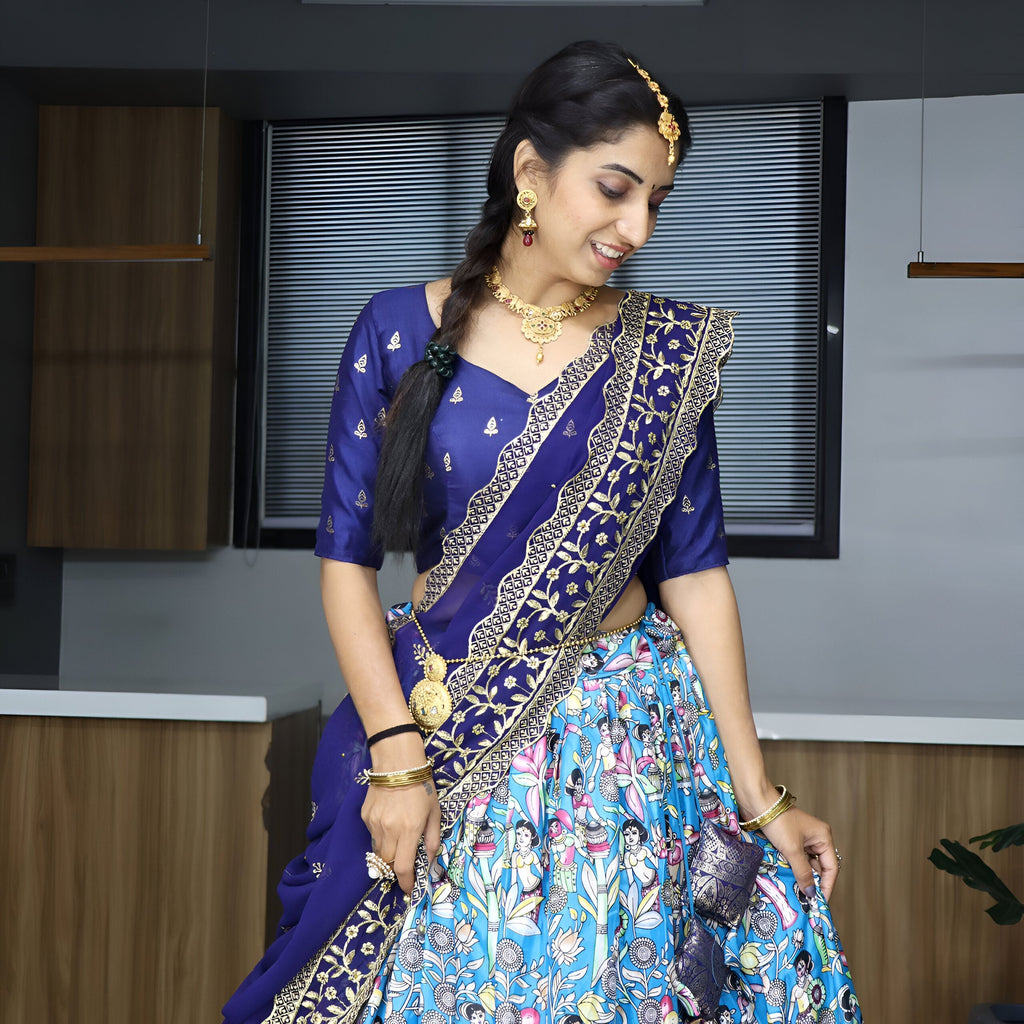 Lehenga Mart Designer Bollywood Style Wedding Lehenga Choli - Firozi | Grocsy