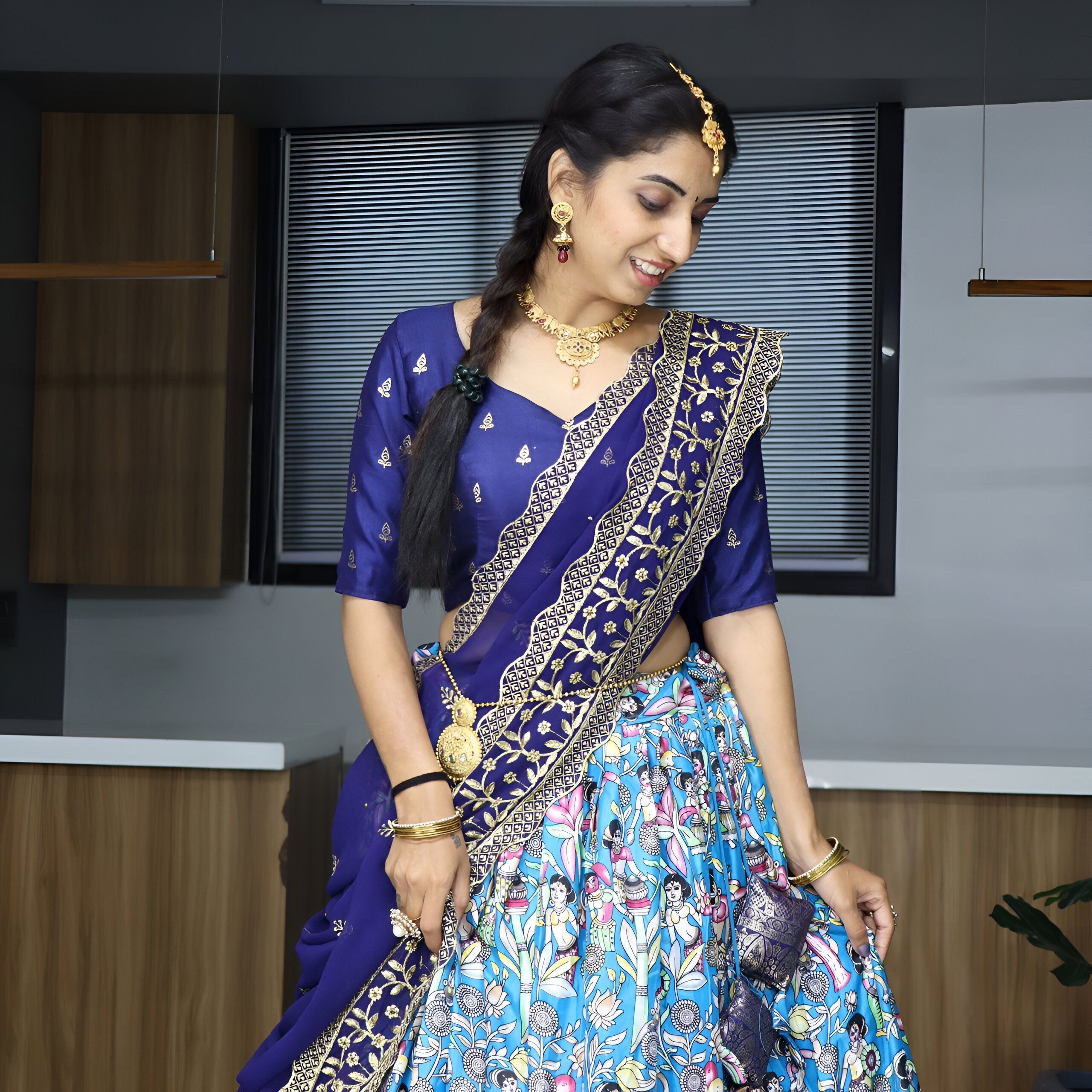 Lehenga Mart Designer Bollywood Style Wedding Lehenga Choli - Firozi | Grocsy