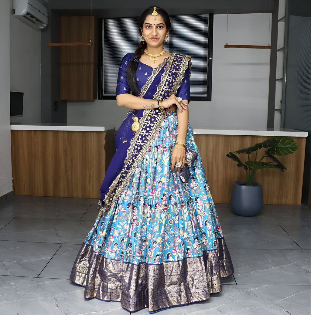 Lehenga Mart Designer Bollywood Style Wedding Lehenga Choli - Firozi | Grocsy
