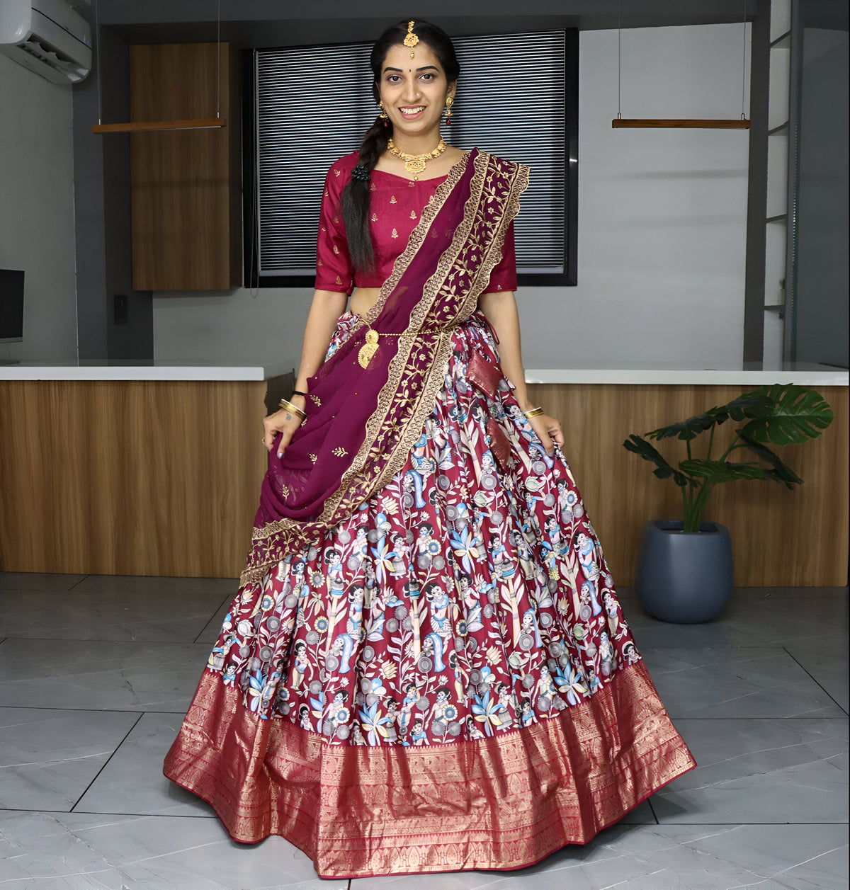 Lehenga Mart Designer Bollywood Style Wedding Lehenga Choli - Wine | Grocsy
