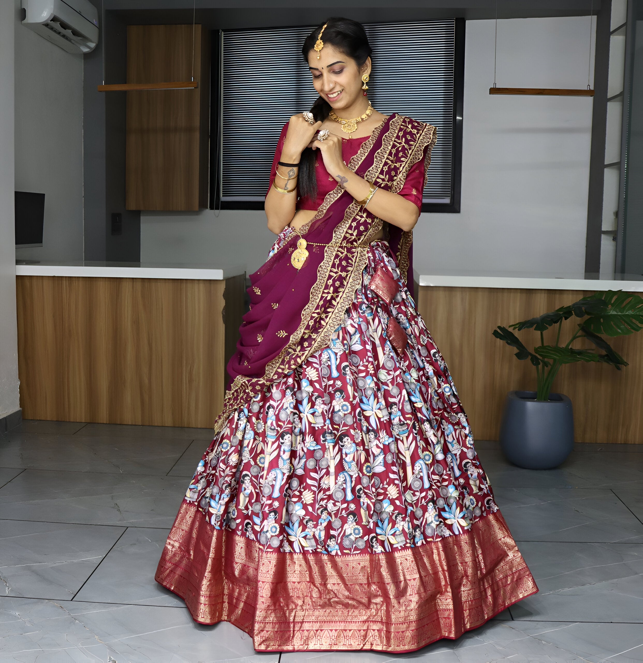 Lehenga Mart Designer Bollywood Style Wedding Lehenga Choli - Wine | Grocsy