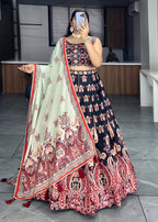 Lehenga Mart Designer Art Silk Printed Lehenga Choli - Black | Grocsy