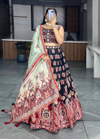 Lehenga Mart Designer Art Silk Printed Lehenga Choli - Black | Grocsy