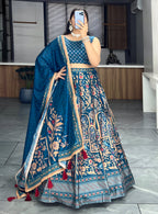 Lehenga Mart Designer Art Silk Printed Lehenga Choli - Rama | Grocsy