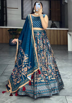 Lehenga Mart Designer Art Silk Printed Lehenga Choli - Rama | Grocsy