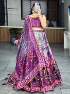 Lehenga Mart Designer Art Silk Printed Lehenga Choli - Wine | Grocsy