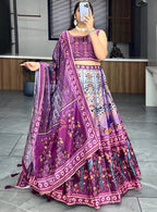 Lehenga Mart Designer Art Silk Printed Lehenga Choli - Wine | Grocsy