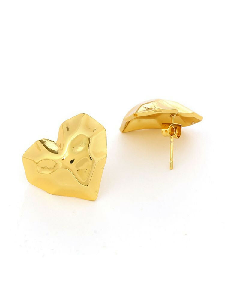 Golden Heart Studs - Ruby Raang | Grocsy