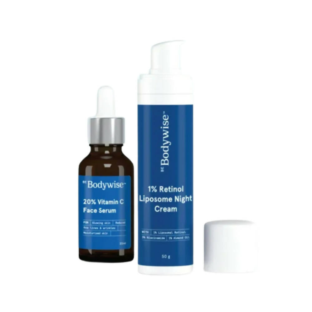 BeBodywise 20% Vitamin C Face Serum & 1% Retinol Liposome Night Cream | Grocsy